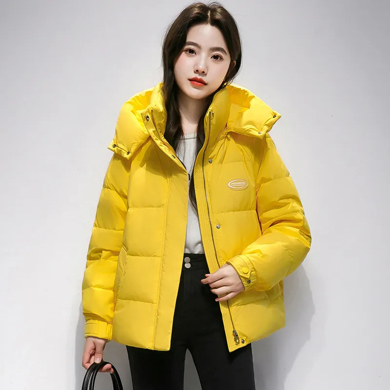 Down Jacket Packable - Yellow Winter Short Coat Women's 2025