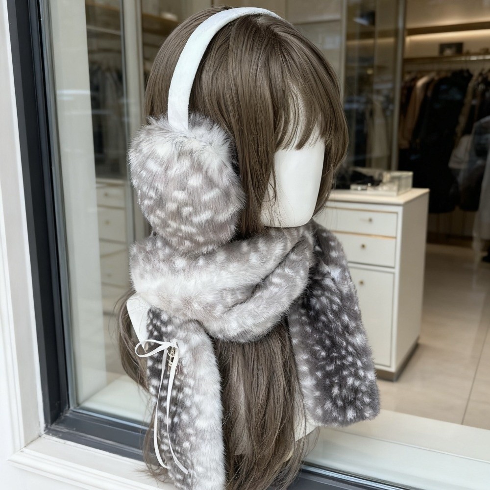 Earmuffs Foldable - Cute Deer Print Scarf Winter Warm