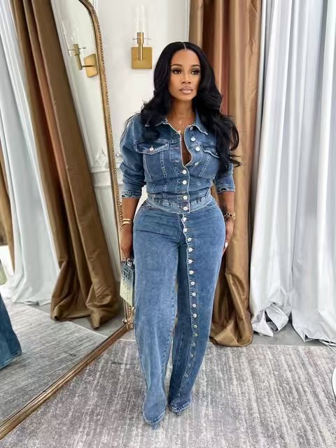 Jeans Suit Women Denim 2 Piece - Down Jacket Packable review and price