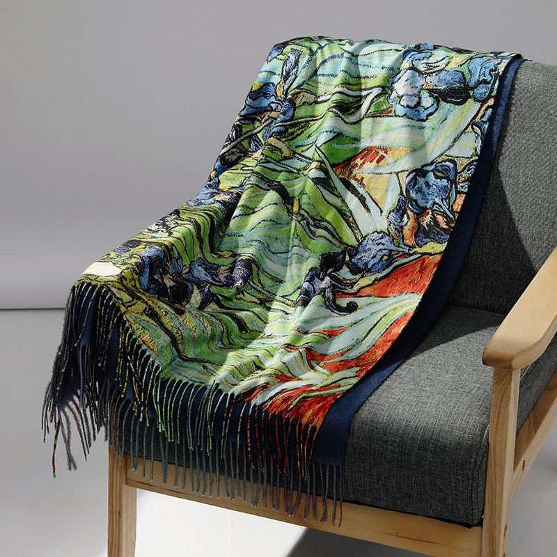 Luxury Brand Oil Painting Cash - Wool Scarf Men review and price